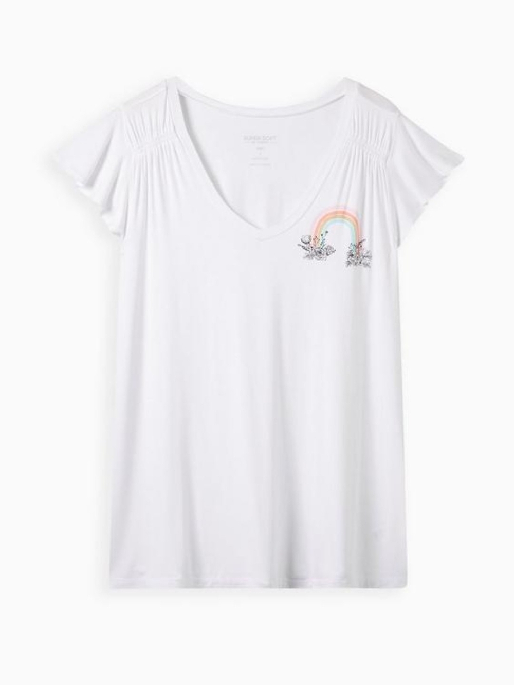 BNWT Torrid Super Soft Graphic Tee White V-Neck Rainbow Graphic Tee Size 5